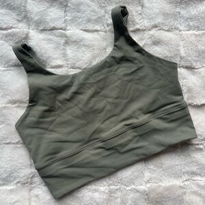Nike Zenvy Olive Green Ribbed Crop Top
